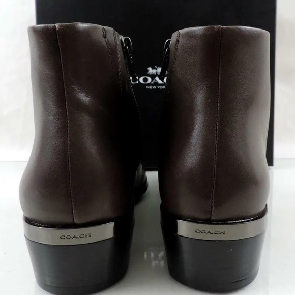 Coach Women's Montana Brown Saddle Soft Vegan Leather Ankle Boots Size8 Booties - Picture 6 of 7